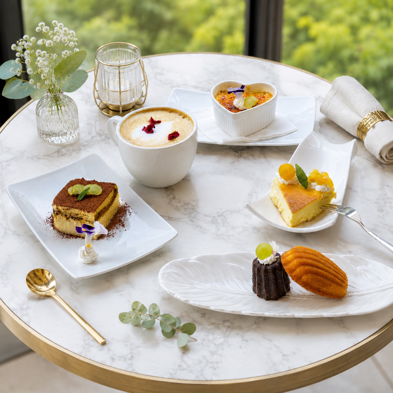 Afternoon tea desserts and drinks at LOHERB Moments café